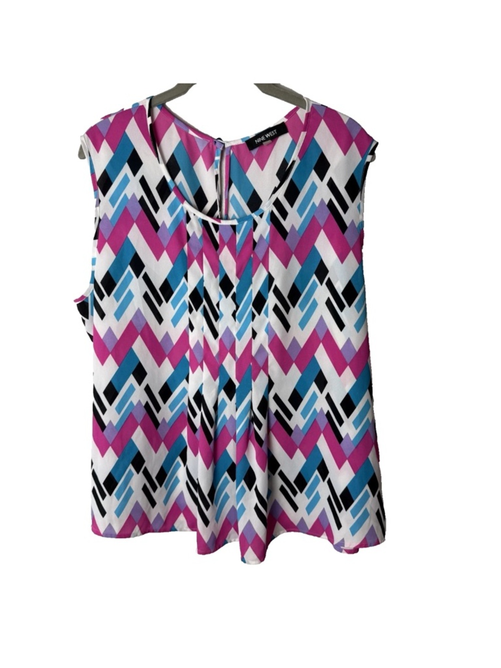 Nine West Sleeveless Blouse Size XL Top White Black Purple Pink Blue